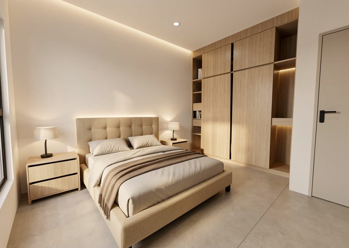 Dormitorio de la vivienda tipo con ventana al exterior